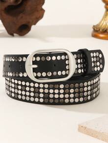 1 chiếc thắt lưng kim loại bằng da PU sáng bóng phong cách Punk dành cho cả nam và nữ, tuyệt vời khi kết hợp với quần jean, trang phục hàng ngày và tiệc tùng - Nhiều màu - Xem 8