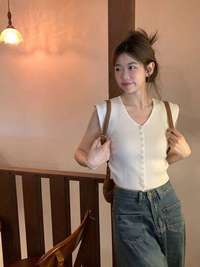 女士休闲纯色单排扣轻薄开衫