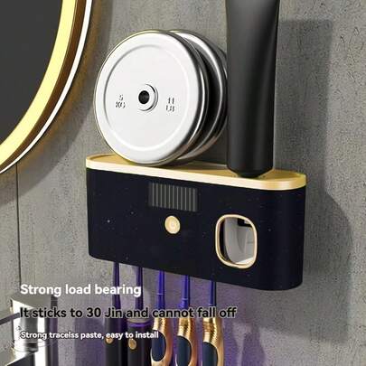 1pc Toothbrush, Sterile Wall-Mounted Toothbrush Holder, No Drilling Required, Includes Automatic Toothpaste Dispenser Set. Home Bathroom Decor, Autumn, Back To School