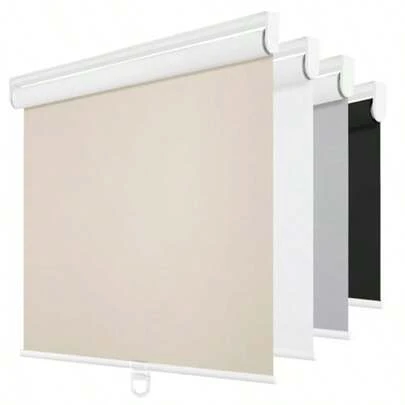 Cordless Blackout Roller Shades For Windows Thermal Insulated UV Protection Pull Down Shades Total Blackout Window Blinds For Home Office Bedroom Door 22" W X 72" H White