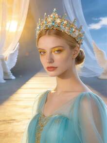 1 chiếc vương miện hoa đính đá sang trọng dành cho nữ, phụ kiện đội đầu cô dâu trong đám cưới, phụ kiện tóc dự tiệc/sự kiện. - Nhiều màu - Xem 9