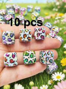 5/10/20/30/50pcs Multi-Color Fashionable Cute Leopard Print Heart Beads, Focal Beads Suitable For DIY Necklace, Bracelet, Earring, Keychain, Phone Strap, Decorative Pen, Couples Gift - Multicolor - View 20