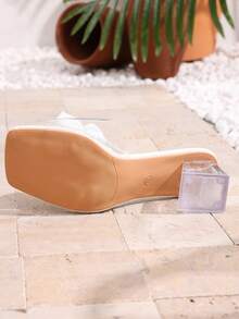 女士尖头单带高跟凉鞋，亮面皮革高跟礼服鞋，优雅适合婚礼/庆典场合，带搭扣和踝带 - 白色 - 查看 9