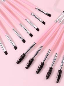 12支装粉色双头睫毛卷翘刷眉刷塑料手柄便携版眼妆刷睫毛嫁接刷，专业化妆刷，家用户外男女通用 - 粉色 - 查看 6
