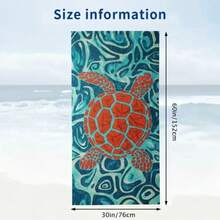 抽象波浪图案海龟印花浴巾，适用于浴室和水疗中心 - 1 - 查看 4