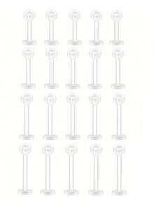 10-50个透明亚克力唇环，简约款式，柔韧杠铃式，6/8/10/12毫米，无涂层，无镶嵌，男士穿刺饰品，耳软骨耳屏耳廓固定耳环 - 唇釘 - 查看 3