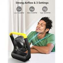 Battery Powered Fan Long Lasting Battery Operated Fans for Camping Portable D-Cell Desk Fan with Timer 3 Speeds Whisper Quiet 180° Rotation for Office Bedroom Outdoor 5'' Model: F15 - Amarillo - Ver 5