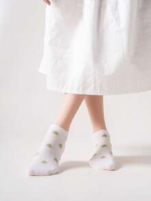 5 pares de calcetines cortos de malla con estampado de pastel para mujeres, lindos y transpirables para uso diario en verano - Multicolor - Ver 9