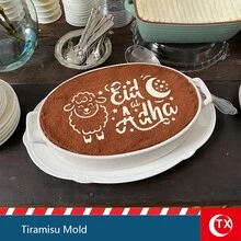 1 tấm phim acrylic trong suốt in hình Tiramisu. Tấm bìa in logo món tráng miệng Tiramisu kèm khuôn rỗng ghi lời chúc ngắn. Khuôn trang trí bánh Tiramisu cho lễ Eid Al-Adha, thích hợp làm quà tặng sinh nhật, quà tặng cuối tuần, quà tặng ngày lễ, quà chúc mừng đính hôn, quà tặng trang trí tạo không khí ấm cúng cho gia đình trong tháng Ramadan. - trắng - Xem 4