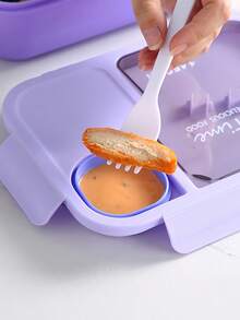 1pc Microwave- Bento Box With Utensils, Fruit Lunch Box, Student/Office/Outdoor Meal Box With 3 Compartments - Multicolor - View 6