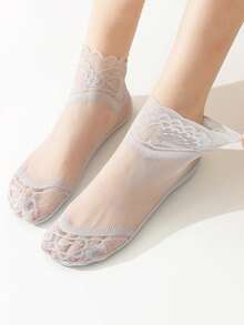 chuanwa（2） 1/5/10 Pairs Of Women's Lace Transparent Lolita Invisible Spring And Summer Thin Non-Slip Short Ankle Socks - Multicolor - View 7