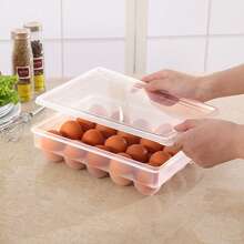 Contenedor de almacenamiento de huevos apilable de 20 rejillas con tapa, bandeja vertical para huevos de refrigerador, caja organizadora de conservación de alimentos de cocina - Ver 4