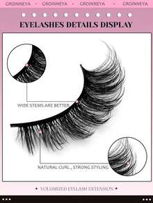 5 Pairs Thick & Dense Natural Cat Eye Style Faux Mink Fluffy Cartoon False Eyelashes, Makeup Tools, Strip Eyelashes - Black - View 3