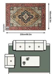 1pc Vintage Persian-Bohemian Classic Floral Rug/Carpet/Area Rug/Doormat, Soft Faux Wool, Suitable For Bathroom, Kitchen, Entryway, Hallway, Bedside, Living Room, Bedroom, All Season Machine Washable, Home Decor - Multicolor - View 17