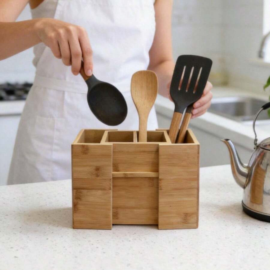 Giá đựng dụng cụ nấu ăn bằng tre có thể mở rộng | Giá đựng dụng cụ nhà bếp | Giá đựng thìa, muỗng bằng tre tự nhiên | Giá đựng đồ dùng trên mặt bàn bếp