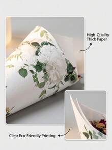 1 Set Bohemian Style Wedding Confetti Cones, White Floral Print Paper Cone, Outdoor Lawn Wedding Petal Toss Tube, Wedding Aisle Decor, Can Hold Confetti/Petals, Bridal Shower Engagement Party Supplies - View 4