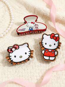 1个SANRIO Hello Kitty可爱爪形发夹，中号爪形发夹，适合半扎发，可爱卡通发饰，百搭日常佩戴和休闲外出，适合所有发型，是送给女朋友、朋友或闺蜜的完美礼物，夏季海滩度假爪形发夹 - 彩色 - 查看 4