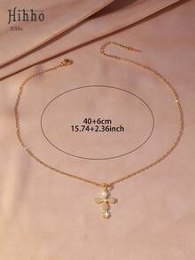 Hihho 1件四叶草幸运吊坠项链，搭配优雅十字架锁骨链，日常佩戴及节日礼物 - 項鍊 - 查看 6