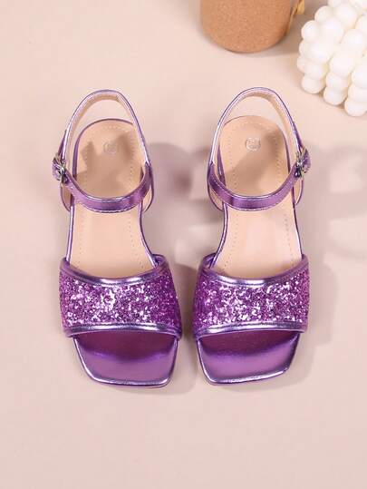 Giày sandal cao cấp thời trang thanh lịch năm 2026 dành cho trẻ lớn, sandal cao gót hở mũi màu trơn, thoáng khí và nhẹ, giày dự tiệc, biểu diễn, tiệc chiêu đãi, đám cưới, sandal cao gót mũi tròn.