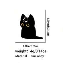 Cat Enamel Kids Brooch, Lapel Pin Badge, Backpack Decoration, Fashion Jewelry Accessory - Black - View 3