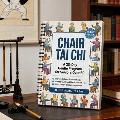 1pc 10-Minute A Day Chair Tai Chi For Seniors (28-Day Program).Gentle Seated Exercise To Prevent Falls, Build Strength & Stay Independent.Cartoon Illustrated Pain-Free Fitness For Elderly Over 60.Perfect Gift For Grandparents & Elderly Parents.