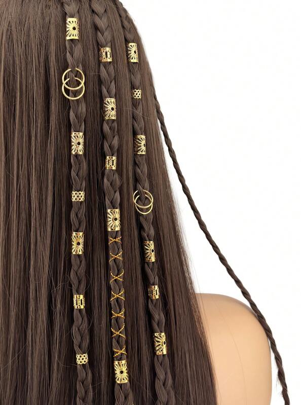 41pcs Bohemian Style Hair Accessories, Including 1pc Braiding Decoration Cord, Suitable For Braided Hairstyles