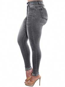 Women's Butt Lifting Jeans, High Stretch Leggings, Fashionable And Elegant, Suitable Dates, Commuting, Casual Travel, Valentine's Day And New Year Wear - 中灰色 - 查看 3