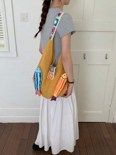 Summer Ocean Breeze Woven Tote Bag 2026 New Tote Bag Stylish Versatile Shoulder Bag For Women