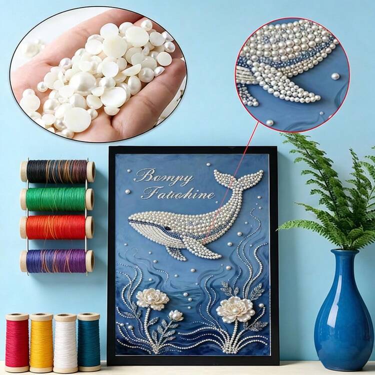 Tranh in phẳng 2D mới, tranh đính ngọc trai và kim cương tự làm thủ công chủ đề cá voi và đại dương, trang trí tường nghệ thuật, kích thước 14.5x18.5 inch, chất liệu vải dầu với khảm ngọc trai và kim cương, quà tặng thủ công sáng tạo, tranh nghệ thuật chủ đề đại dương xanh tối giản hiện đại, thích hợp cho phòng ngủ, văn phòng, phòng khách, tranh đính kim cương không khung, lý tưởng cho quà tặng, tiệc tùng, ngày lễ. - Đen và trắng - Xem 2