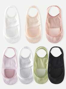 3/6 Pairs Lace Pattern Silicone Heel Grip Socks, Breathable Stockings - Multicolor - View 11