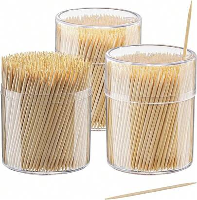 1500 Pcs Bamboo Toothpicks Round Double Pointed Wooden Picks Appetizers Fruits Party Snacks Dental Hygiene