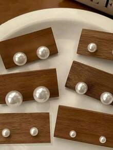 6pcs/3 Pairs Elegant Lustrous Faux Pearl Earring Set, Non-Allergic Stud And Dangle Earrings, Suitable For Office, Date, Wedding, Party, Great Gift, Classic Versatile Pearl Jewelry Series - White - View 3