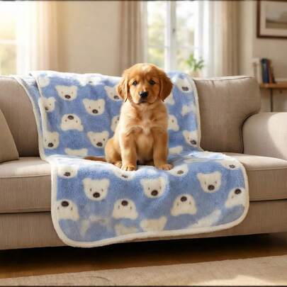1pc Pet Blanket, Cartoon Pattern, Suitable For Small, Medium, Large Dogs And Cats, Machine Washable