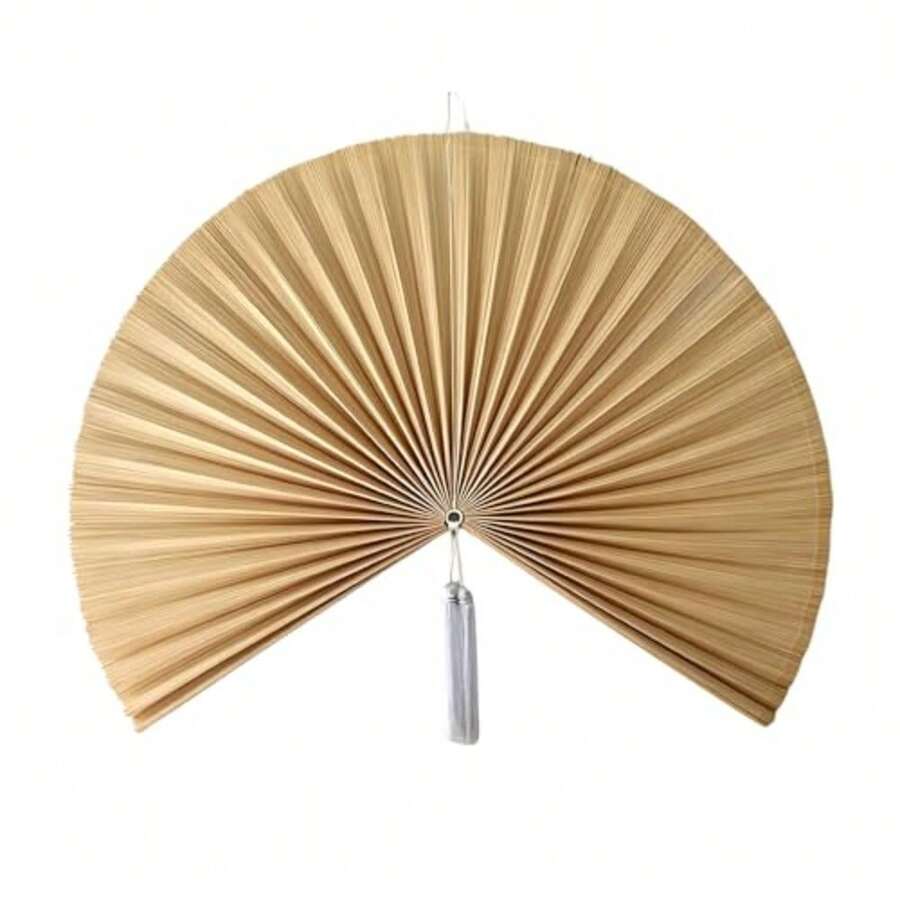 Bamboo Wall Fan Decor - 60" Handmade Woven Bamboo Wall Hanging Fan Large Japanese Fan Wall Decor for Above Bed Boho Natural Asian Wall Art Lightweight and Easy to Hang Beige - Beige - Ver 1