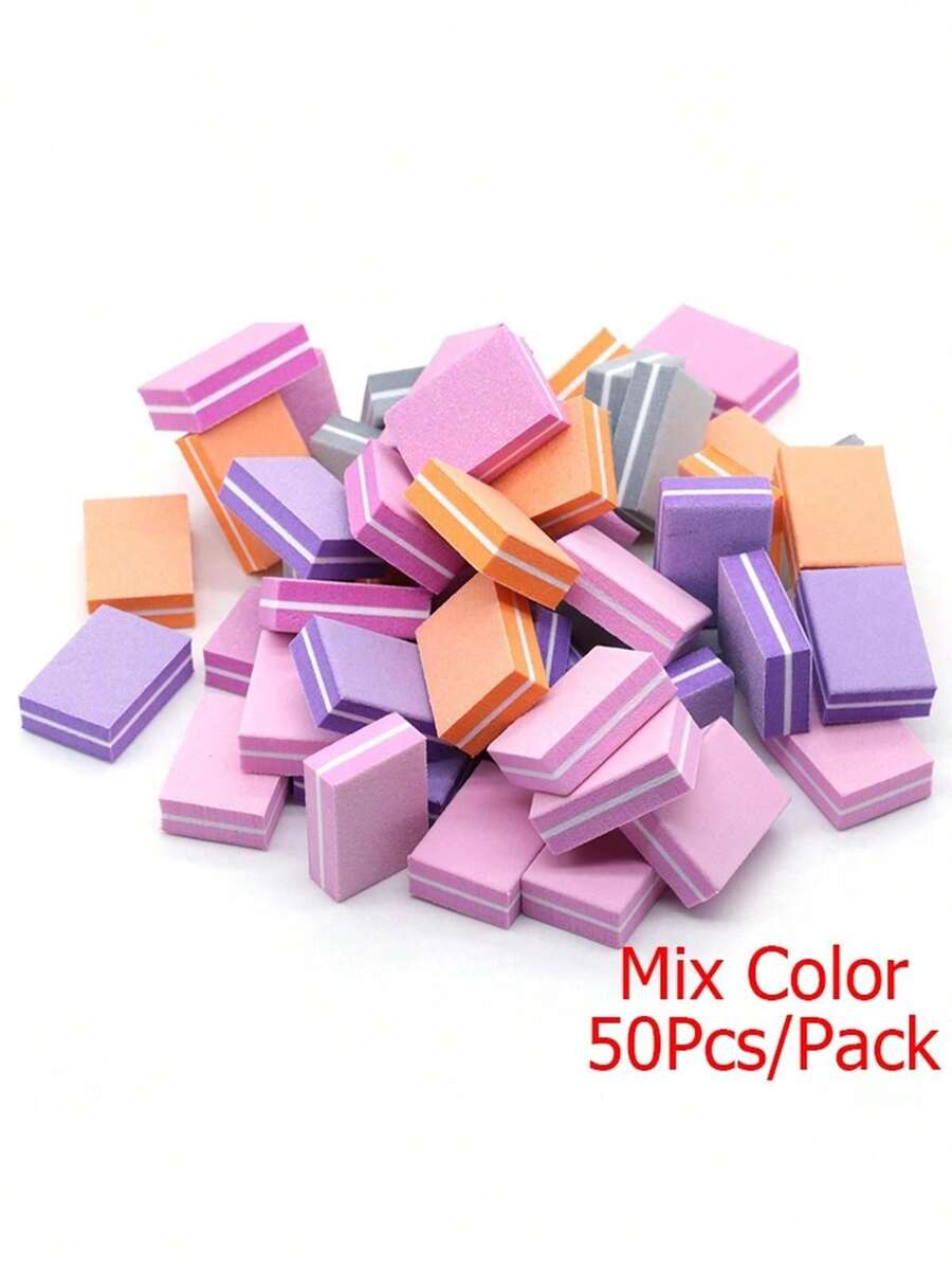 25 miếng dũa móng tay hai mặt, mút xốp mini. - Nhiều màu - Xem 1