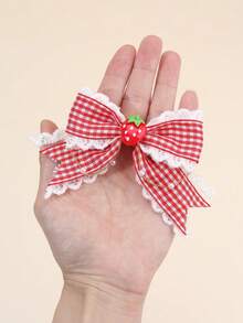 2pcs Strawberry Hair Bows For Women Girls Red Plaid Lace Bow Alligator Clips With Strawberry Accessory Cute Sweet Vacation Bow Hair Clips Adorable Strawberry Checkered Bow Barrettes Women Hair Accessories, Flat Claw Clip, Hair Slide, Hair Claws, Head Accessories, Hairpin - 紅草莓 - 查看 7