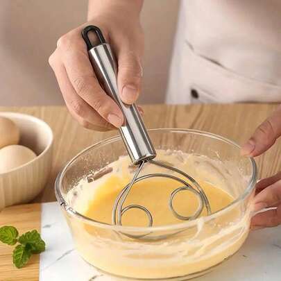1 Set Danish Dough Mixer, Stainless Steel Hand Held Bread Beater, Dutch Dough Scraper And Dual Hole Quick Mixer, Suitable For Cooking, Mixing, Beating, Baking, Applicable For Restaurant/Food Truck/Bakery, Father's Day, Mother's Day, Christmas, Thanksgiving, Halloween, Valentine's Day Gift, Halloween Gift