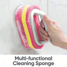 Bộ 1 cọ rửa bằng mút xốp mới năm 2026 có tay cầm, màu xanh dương + đỏ, dày dặn, thích hợp để vệ sinh nhà bếp, phòng tắm, gạch men, nồi chảo và bồn rửa. - A - Xem 6