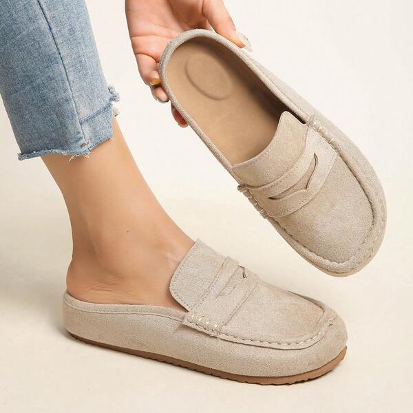Women's Mule Shoes, New Minimalist Fashion Versatile Casual Flat Soft Bottom Comfortable Non-Fatiguing Slip-On Plus Size