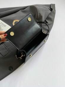 Fashionable Small Square Handbag For Women, New Casual Texture Commuter Bag, Minimalist Shoulder Crossbody Bag - Black - View 11