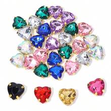 30pcs/Pack Stainless Steel Gold Base Acrylic Peach Heart-Shaped Four-Hole Claw Rhinestones, Fashion Elegant Gift Accessories, Suitable For Bags, Bracelets, Hair Accessories, DIY Jewelry Making Fasteners - Four-hole Claw Drill - View 7
