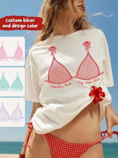 1 pieza Camiseta personalizada de despedida de soltera: Camiseta de cubierta de grupo de playa, Bikinis y Martinis Bach, Último brindis de despedida de soltera, Camiseta divertida de bikini