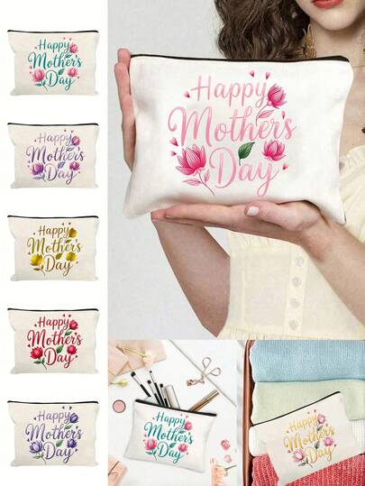 Mother's Day Themed Makeup Bag,Floral Design With "Mama" Text, Mother's Gift,Female Travel Cosmetic Bag Toiletries, Diy Storage Bag,Portable Foldable Storage Bag, Suitable For Personal Travel Cosmetics Storage, Travel Small Bag Wash Bag,Travel Cosmetic Tools, Birthday Gift, Travel Essentials And Dormitory Essentials To Meet Daily Travel Needs,Ideal Gift For Her, Mother's Day Gift, Graduation Gifts, Travel Gift, Easter Gifts