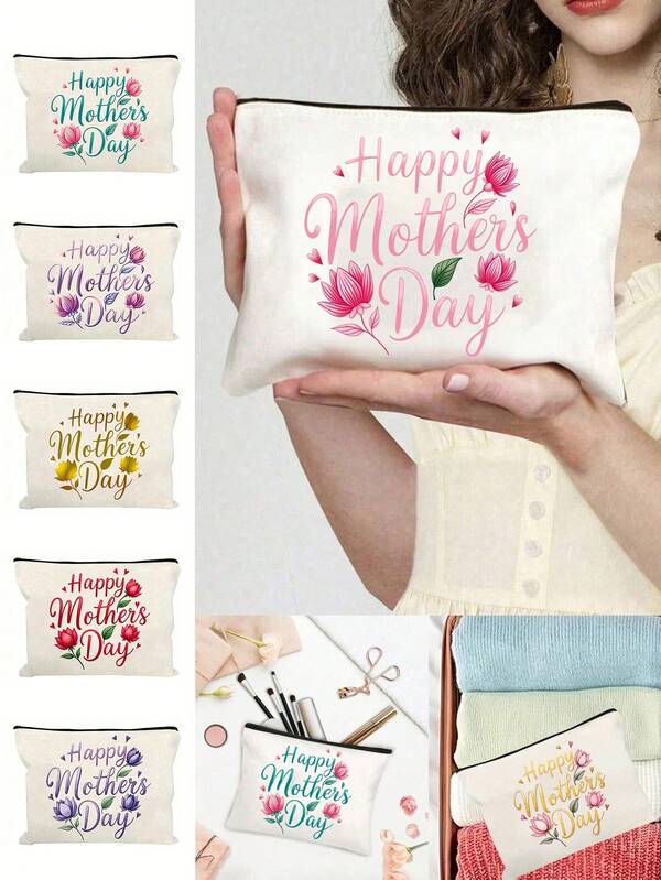 Mother's Day Themed Makeup Bag,Floral Design With "Mama" Text, Mother's Gift,Female Travel Cosmetic Bag Toiletries, Diy Storage Bag,Portable Foldable Storage Bag, Suitable For Personal Travel Cosmetics Storage, Travel Small Bag Wash Bag,Travel Cosmetic Tools, Birthday Gift, Travel Essentials And Dormitory Essentials To Meet Daily Travel Needs,Ideal Gift For Her, Mother's Day Gift, Graduation Gifts, Travel Gift, Easter Gifts