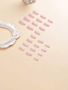 Bộ 24 miếng dán móng tay Sweet & Hot Girl Aurora màu hồng nhạt + 1 gel dán móng + 1 dụng cụ mài móng. - Hồng - Xem 2