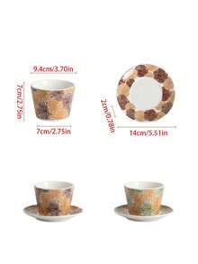 Bộ tách và đĩa cà phê kiểu Ý cổ điển mới, cốc sứ có tay cầm dùng hàng ngày, cốc nước văn phòng, tách trà chiều thanh lịch, tách trà hoa, tách và đĩa cao cấp chịu nhiệt với họa tiết hoa mưa, thích hợp cho các buổi họp mặt gia đình, trà chiều với bạn bè, quà tặng, quà tặng Ngày của Mẹ, quà sinh nhật. - Nhiều màu - Xem 9
