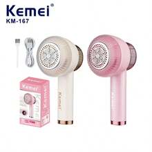 Kemei KM-167 电动剃须刀/织物剃须刀，不锈钢六刀片刀头，三档可调速度，高速电机，适用于衣物 - 不可視集塵盒 - 查看 1