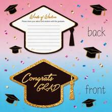 30 tấm thiệp chúc mừng tốt nghiệp, thiệp trò chơi tiệc tốt nghiệp, thiệp kỷ niệm tân cử nhân, màu đỏ và đen. - tốt nghiệp - Xem 4