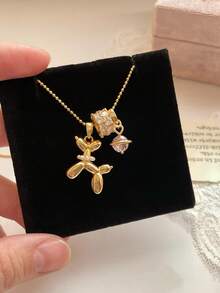 1pc Fashionable Delicate New Cute Small Geometric Animal Dog Pendant Necklace, Personalized Minimalist Luxury Design Exquisite Jewelry - A - View 6