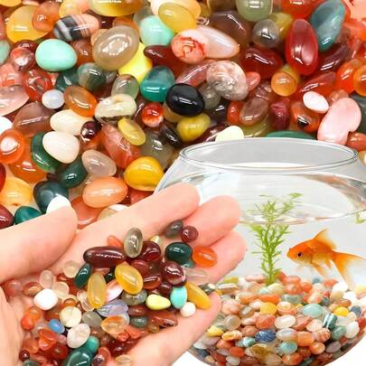 200g 0.39-0.63inch Colorful Pebbles Fish Tank Aquarium Landscaping Garden Home Decoration Succulent Potted Plant Vase Filling